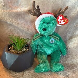 NWT Ty Green Holiday Teddy Bear Beanie Baby 2002